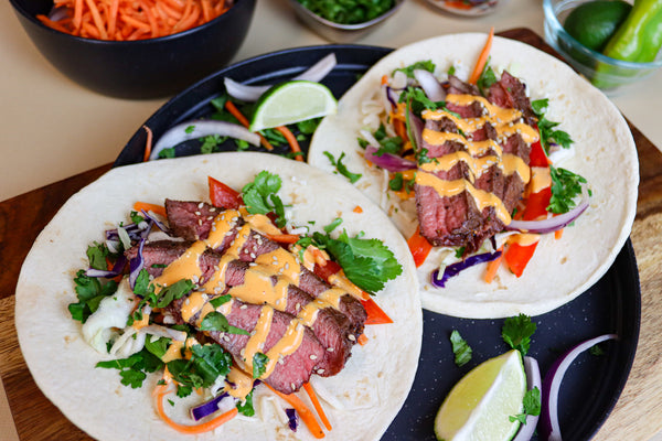 Korean BBQ Flat Iron Steak Street Tacos