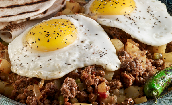Southwest Sunday Breakfast With Beef Picadillo & Eggs