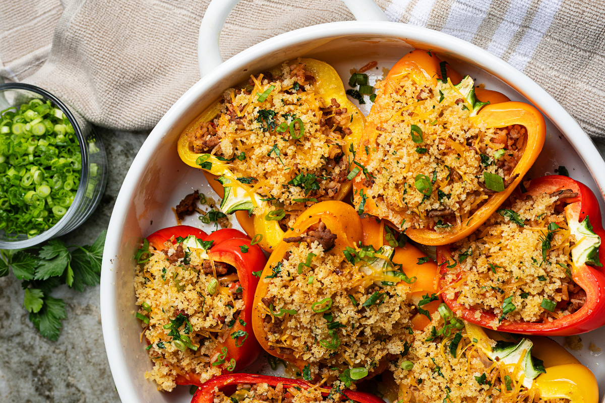 
                Cajun Dirty Rice Stuffed Pepper Boats
              