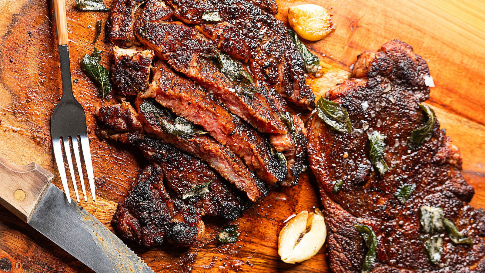 
                Coffee-Rubbed Beef Ribeyes with Brown Butter Sage
              
