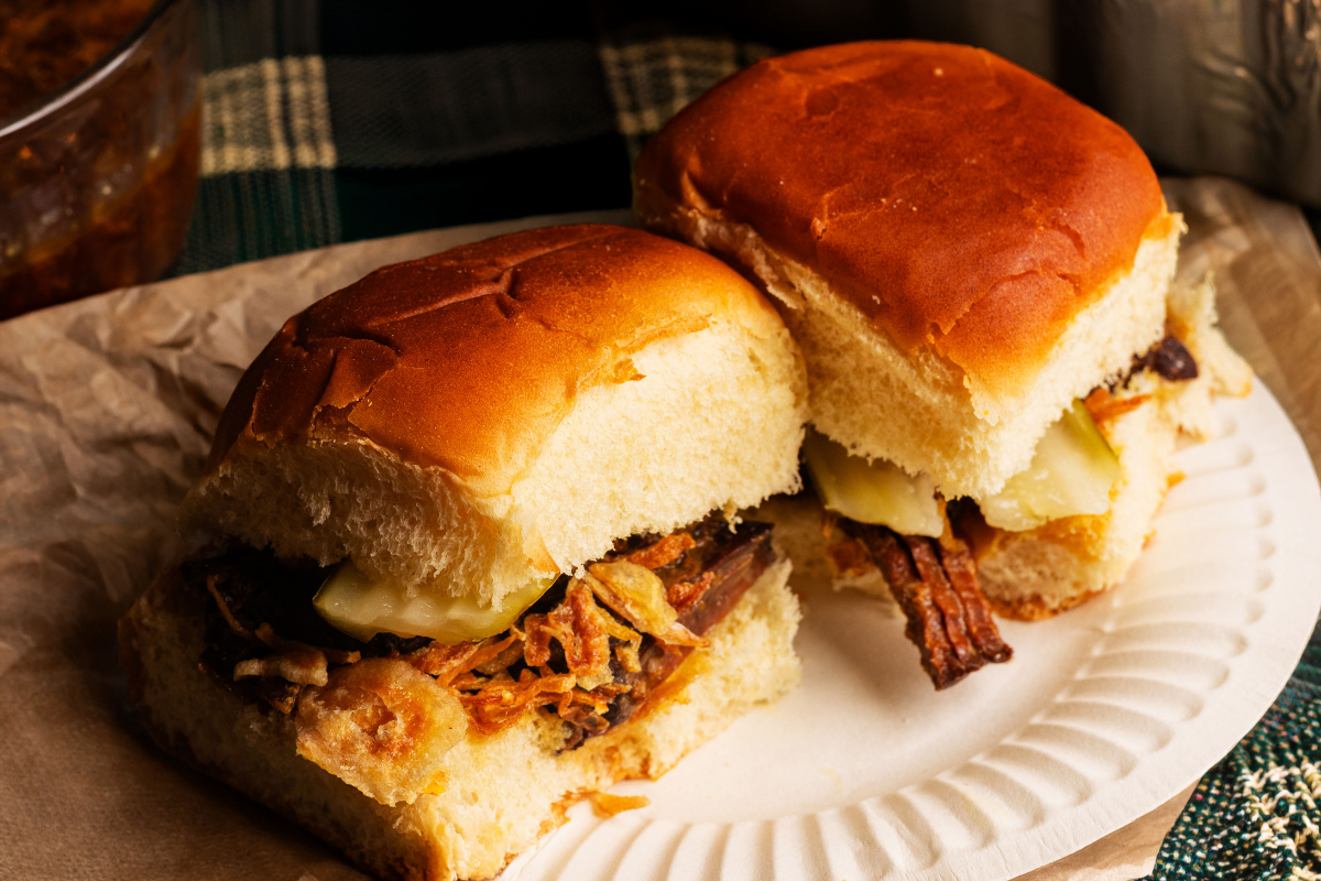 
                Honey-Mustard Pulled Beef Sliders
              
